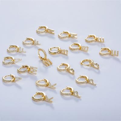 China 2021 wholesale environment friendly fine gold plated real silver brinco prata 925 collection charms letter earring for sale