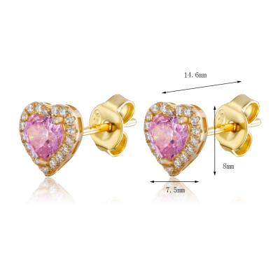 China Environmental Friendly Elegant Gold Plated 925 Sterling Silver Stud Gemstone Earrings for sale