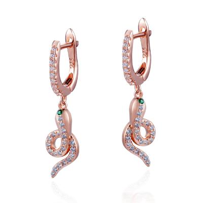 China Environmental friendly joyas plata italiana reai rose earring jewelry gold plated snake charm 925 sterling silver earrings for sale