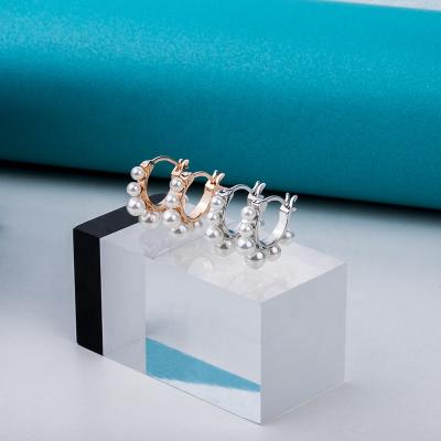 China HOT Fashion Trend Hook Gold Plated 925 Silver oamega Clip Pearl Earrings for sale