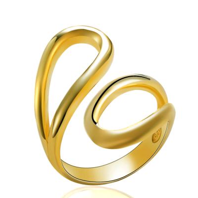 China 2021 Environmental Friendly Wholesale Real Gold Plated Simple Silver Jewelry Statement Ring With Circle for sale