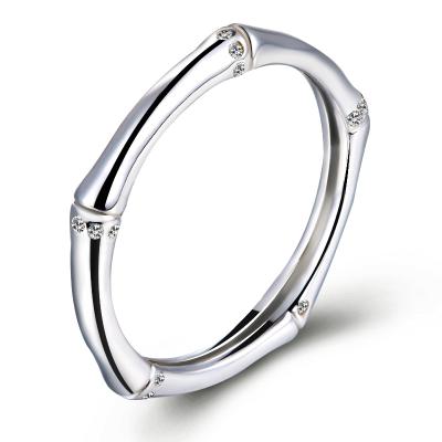 China 2021 New Arrival Environmentally Friendly Bamboo Circle Shaped Zircon 925 Sterling Silver Women's Ring for sale