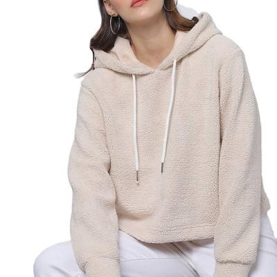 China Anti-wrinkle Factory Price Simple Design Shorts Long Sleeves Sweatshirt Ladies Plush Hoodies for sale