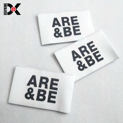 China DEEPKING 60*20mm Double Page Sustainable Brand Woven Label Clothing Label for sale