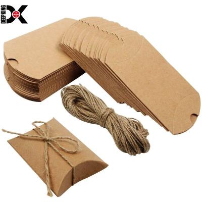 China Custom Recyclable Brand Candy Gift Paper Box Recyclable Brown Kraft Paper Pillow Eco-Friendly Box for sale