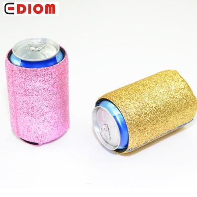 China Wholesale 12oz Glitter Neoprene Insulated Lean Empty Beer Can Cooler Holders for sale