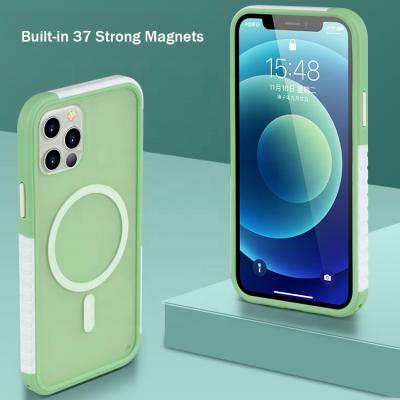 China Shockproof Shockproof Hybrid Cell Phone Case Magnetic Wireless Charging Cover For iPhone 12 for sale