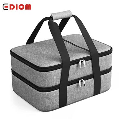 China Double Decker Casserole Carrier Thermal Lunch Waterproof Insulated Bag For Hot Or Cold Food for sale