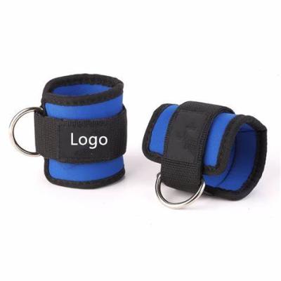 China Custom Logo Sports Fitness Adjustable Neoprene Ankle Strap With D-Ring for sale