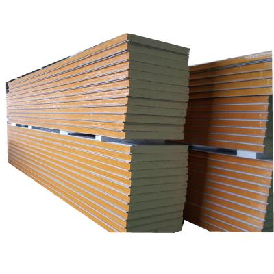 China Modern PU Polyurethane Sandwich Panel Insulated Composite Exterior Wall Cladding Metal Polyurethane Sandwich Panels for sale