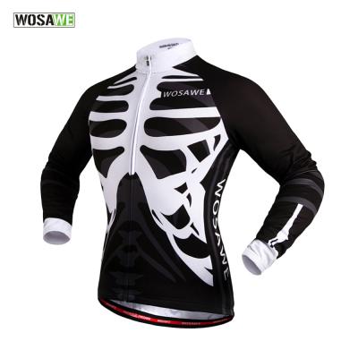 China Wosawe Antibacterial Wholesale Skeleton Long Sleeve Mesh Fabric Bicycle Wear Team Cycling Recycling Jacket for sale