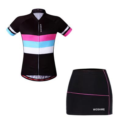 China WOSAWE Pro Team Cycling Sets Women Summer Cycling Clothing Shorts Sleeve Breathable Cycling Tank Top Sets Gel Protection Skirt for sale