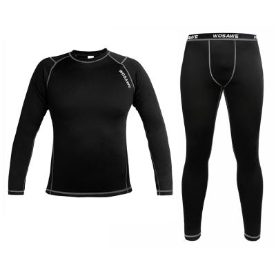 China Wosawe Antibacterial Wholesale Mens Winter Thermo Thermal Long Sleeve Underwear Set for sale