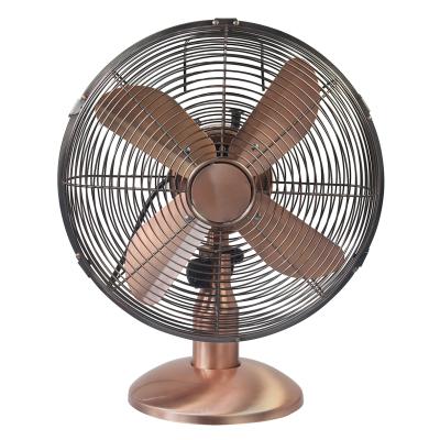 China Space Saving With 3 Speed ​​10 Inch 4 Blade Cool Wind Retro Small Table Fan High Quality Vintage Desktop Fan for sale