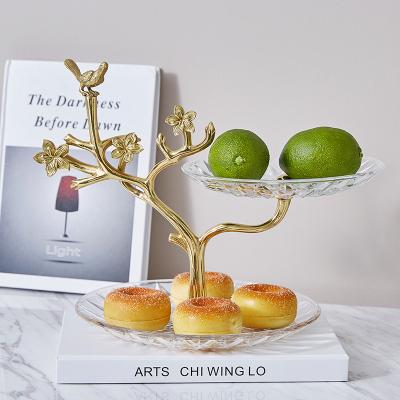 China Simple Europe luxury and elegant glass set creative home dish/light luxury light multi-grid fashion fruit living room fruit dish for sale