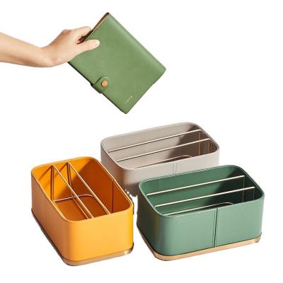 China Colorful Design Separate Multi-size Durable And Easy To Clean Office Desk Leather Storage Box for sale