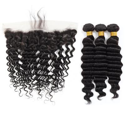 China LOOSE DEEP WAVE Loose Deep Wave Bundles With Frontal Brazilian Hair Loosen Deep Wave 100 Hair RUBE Hair for sale