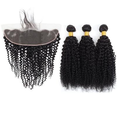 China Kinky Curly Curly Hair Bundle Hair Vendor With Bundles And Frontal Brazilian Hair Plucks Pre Lace No Shedding RUBE for sale