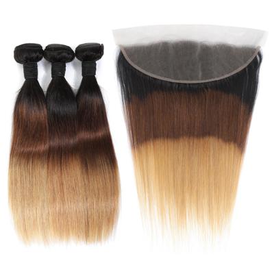 China Ombre Straight Hair 1B/4/27 Headband With Bundles Straight Brazilian Hair 10A Grade 100 Hair RUBE for sale