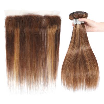 China Piano Straight Color Bundles Bundles With Lace Headbands Malaysian Hair Cuticle Aligned Virgin Human Straight Hair Bundle RUBE for sale