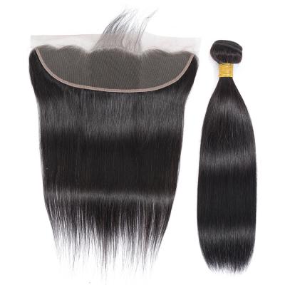 China Straight Bundle Hair Vendors With 13x4 100% Raw Indian Straight Lace Frontal Hair Bundle Hair Bands RUBE for sale