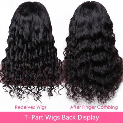 China Virgin Human Hair Glueless 13x4 T-Part Peruvian Deep Loose Wave Deep Wave Hairline RUBE Natural Hairline Virgin Hair Wig for sale