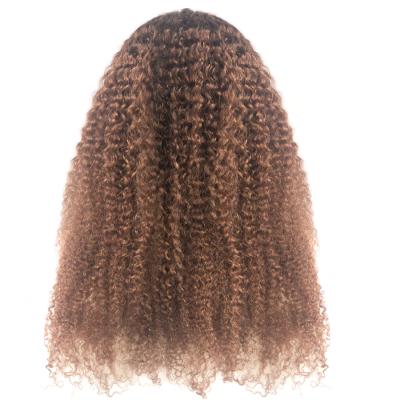 China Curly Kinky Curly Wig 13x4 Lace Front #4 Color Wigs Hair Lace Front Brazilian Natural Hairline Hair RUBE for sale