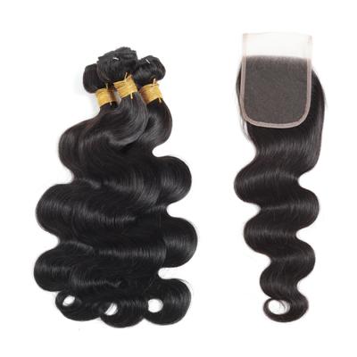 China Body Wave Bundles With Closure Body Wave Cuticle Aligned Brazilian Hair Hairs 100 Hairs RUBE Hair for sale