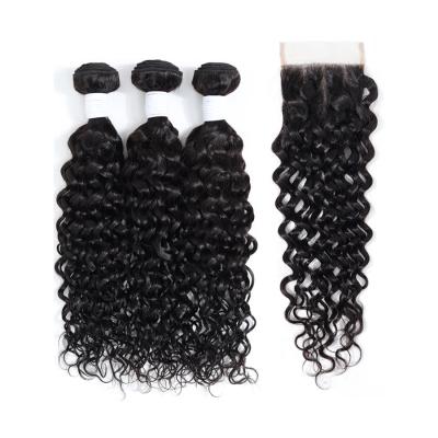 China Water Wave Water Wave Bundles With Closure Bundles And Closure Set Brazilian Hair Bundles 100 Hair RUBE Hair for sale