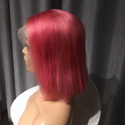 China Straight Raw Virgin Human Hair Bob Wig No Shedding NoTangle Remy Hair RUBE Short Bob Wig Brazilian Wigs Pink Straight Hair for sale