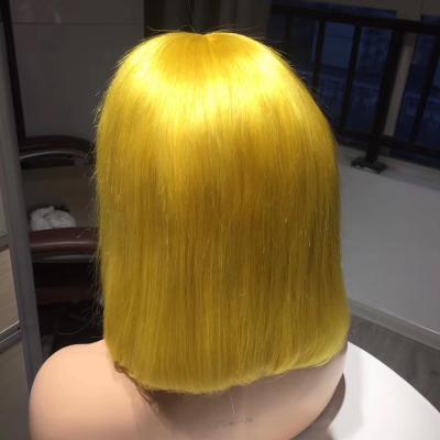 China Natural Hairline RUBE Peruvian Hair Wig Bob Wig Yellow Color Straight Hair Cuticle Aligned Straight Hair Wig for sale