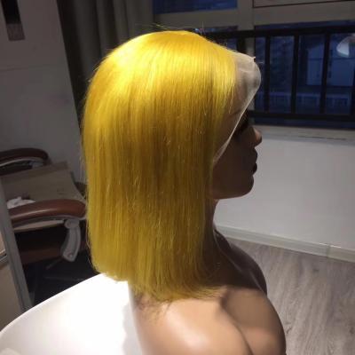 China Straight Wigs Hair Lace Front Short Bob Wig For RUBE Yellow Color Women's Hair 100% Malaysian Hair for sale