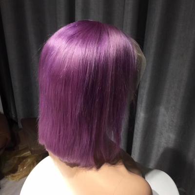 China Indian Straight Hair Bob Wig Purple Wig Wholesale Short Colored Hair 100% Bob Wig Straight Hair RUBE for sale