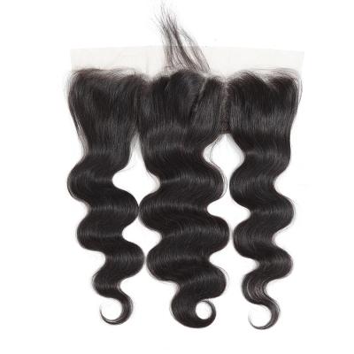 China Russian Body Wave Hair Lace Closure Natural Black Cuticle Aligned Hair 4x4 Body Wave Lace Closure No RUBE Shedding Hair for sale