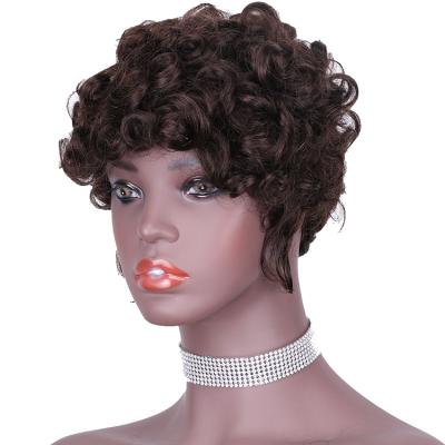 China Pixie Curly Wholesale Short Pixie Cut Malaysian Hair Wig Pixie Cut Short Hair Wig Machine Made Curl RUBE Hair for sale