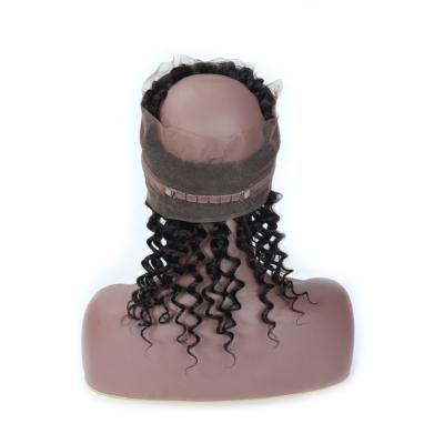 China Deep Wave Lace Closure 360 ​​Lace Frontal Raw Indian Hair Deep Wave Preplucked Closure With Baby Hair Natural Hairline RUBE for sale