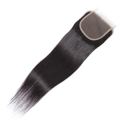 China New Arrival 4x4 Straight Cuticle Aligned Virgin Human Hair Lace Closure Virgin Human Hair 100 RUBE Peruvian Straight Hair for sale