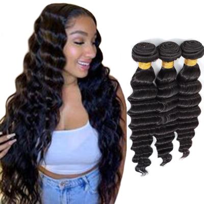 China Free Sample LOOSE WAVE Wholesale Hair Extensions Loose Deep Wave Raw Indian Hair Weave Bundles No Shedding RUBE for sale