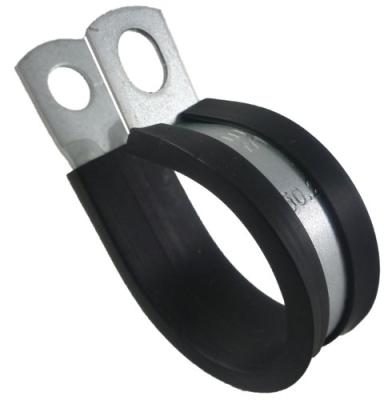 China Rubber R Type Black Rubber Coated Pipeline Clamp 32mm 304 Stainless Steel Repair Clamps for sale