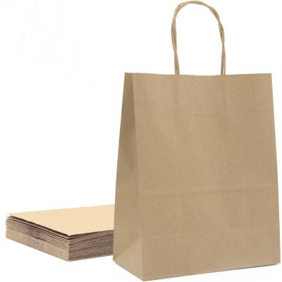 China Reusable brown paper bag small biodegradable brown kraft paper bags with handle biodegradable paper bag for sale