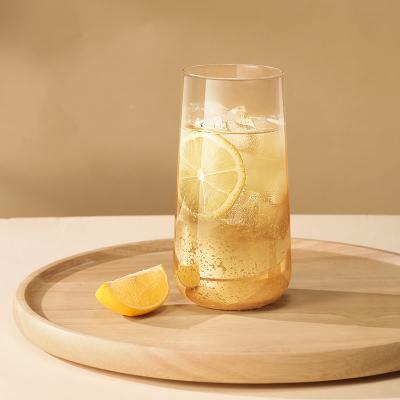 China Handmade Double Wall Mug Borosilicate Wine Whiskey Coffee Glass Gold Rim Glass Cup With Lid And Straw for sale