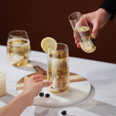 China Clear Empty Borosilicate Wine Glass Unbreakable Sublimation Glass Cup Champagne Glass Tumbler for sale