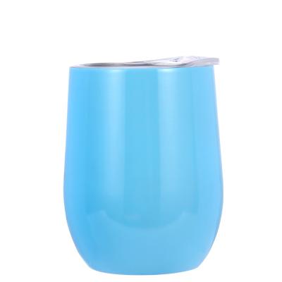 China Customized Viable 8oz 12oz 16oz Double Wall Vacuum Insulated Stainless Steel Wine Tumbler Slide Lid Stemless Wine Tumbler for sale