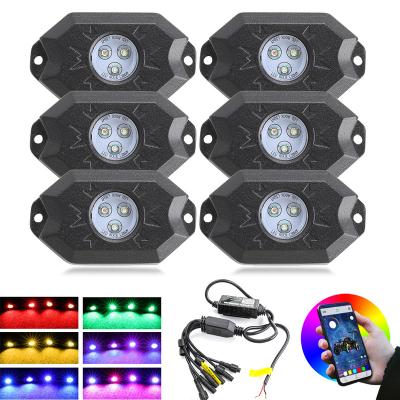 China Aluminum Alloy APP Controller RGB Aluminum Chasing LED 4 6 8 12 Pod Truck Rock Light Kit For Jeep UTV ATV for sale