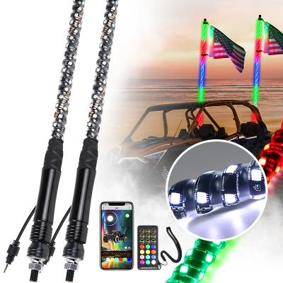 China 6063 RGBW Aviation Aluminum Black APP Remote Control Chasing White RGB 12V UTV ATV Antenna Led Light For Truck Led Whip Light for sale