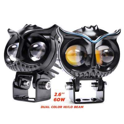 China Die Casting Aluminum Alloy Housing Dual Color Owl Shape Motorcycle Lighting System Motorcycle LED Fog Light Driving Light for sale