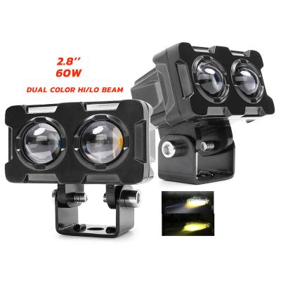 China Aluminum Alloy Die Casting Housing 3 Inch Dual Color 30W LED Spot White And Yellow Motorcycle Mini Driving Light for sale