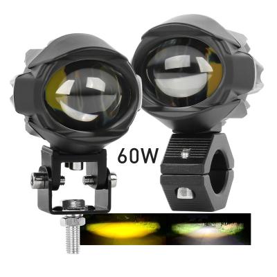 China Die Casting Aluminum Alloy Housing Mini Driving Lights High /Low Beam LED Headlights Dual Color Yellow White Motorcycle Led Fog Lights for sale