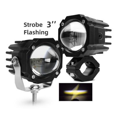 China External Yellow White Dual Color LED Strobe Light Motorcycle Diecast Aluminum Housing Turn Signal Fog Light for sale