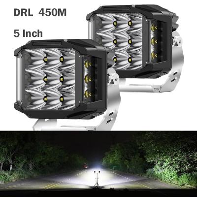 China Diecasting aluminum alloy housing 5 Inch LED Cube Pod Driving Light DRL for Truck 4X4 With Automotive Wire Harness Kit for sale